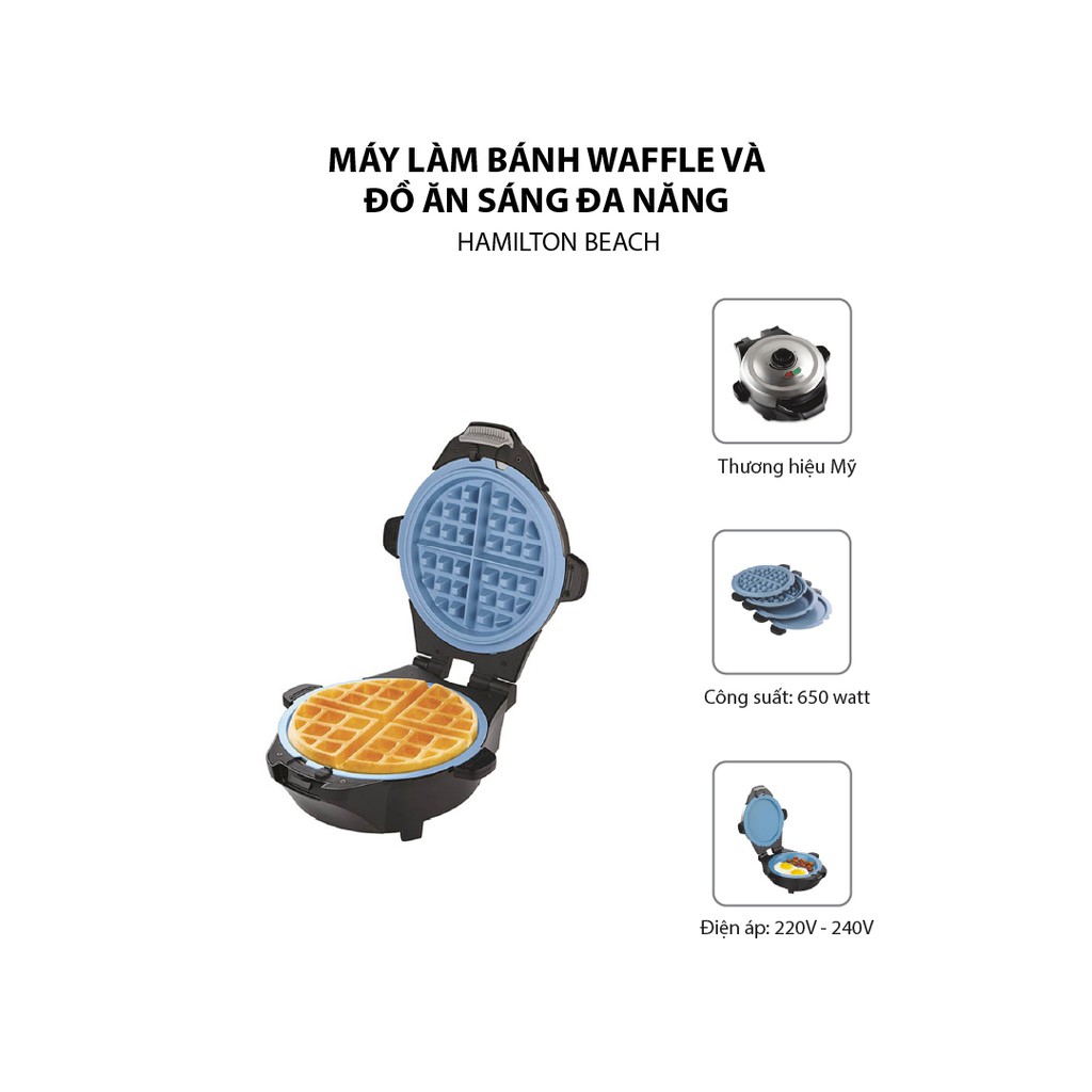 Máy làm bánh Waffle và đồ ăn sáng đa năng Hamilton Beach 26049-IN