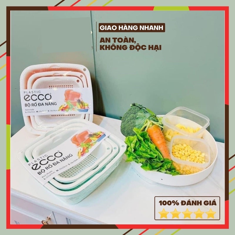 SET 3 BỘ THAU VÀ RỔ ECCO ĐA NĂNG CAO CẤP