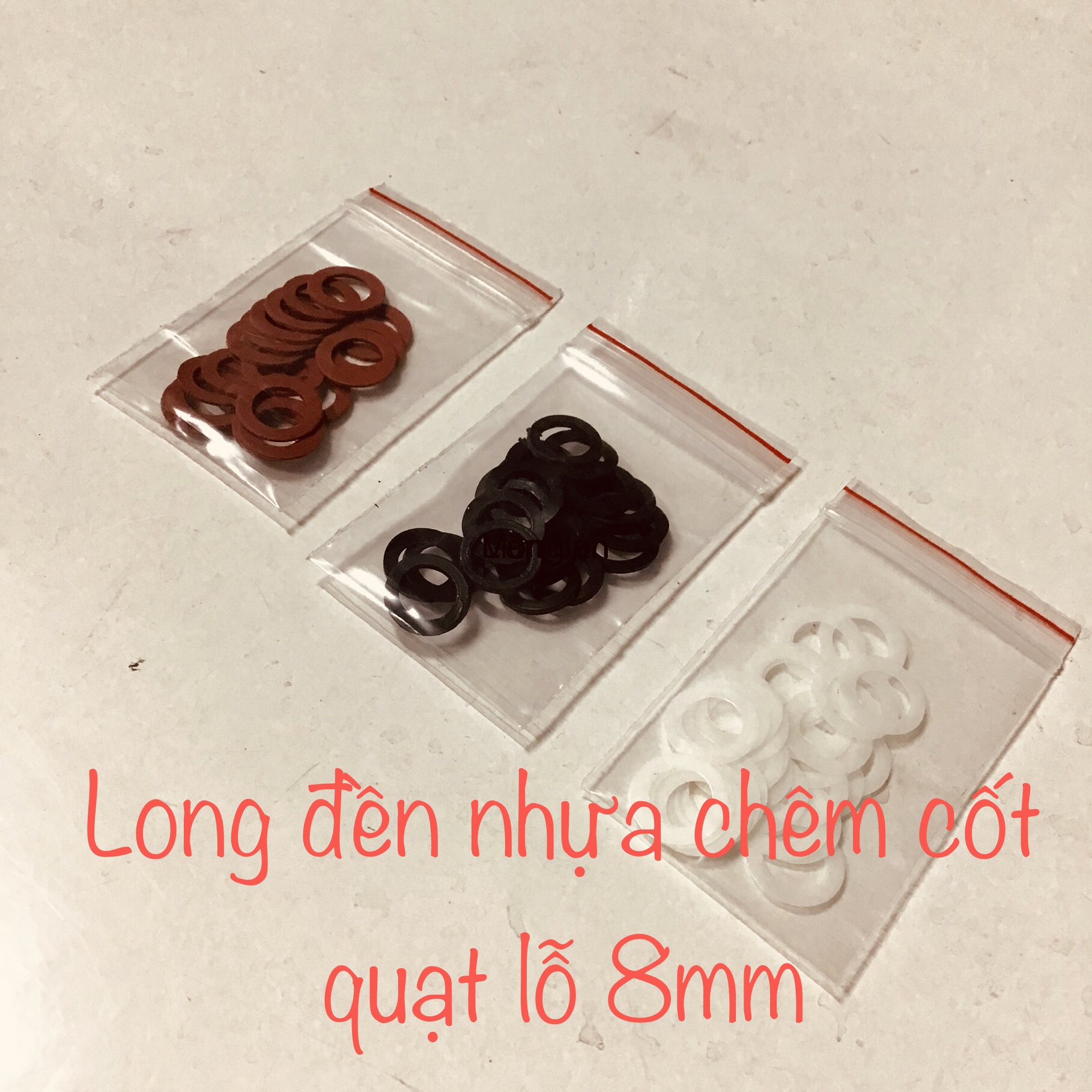 Combo 3 bịch long đền chêm cốt quạt trục 8mm trắng, đỏ, đen - ron chêm cốt quạt