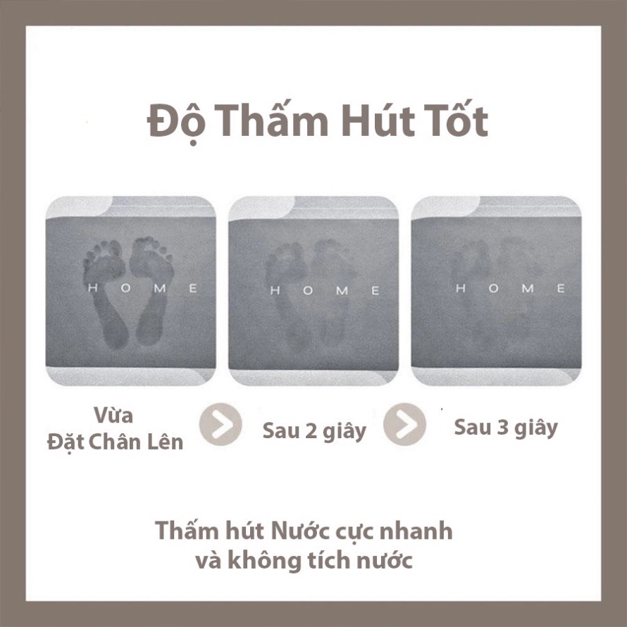 Thảm Hút Nước Siêu Thấm Nước - Thảm Lau Chân Silicon Siêu Mềm, Dày Chất Liệu Chống Trượt ADU79