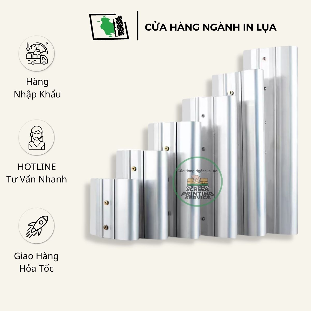 Cán nhôm in lụa dùng để gắn, lắp lưỡi dao gạt mực in lụa
