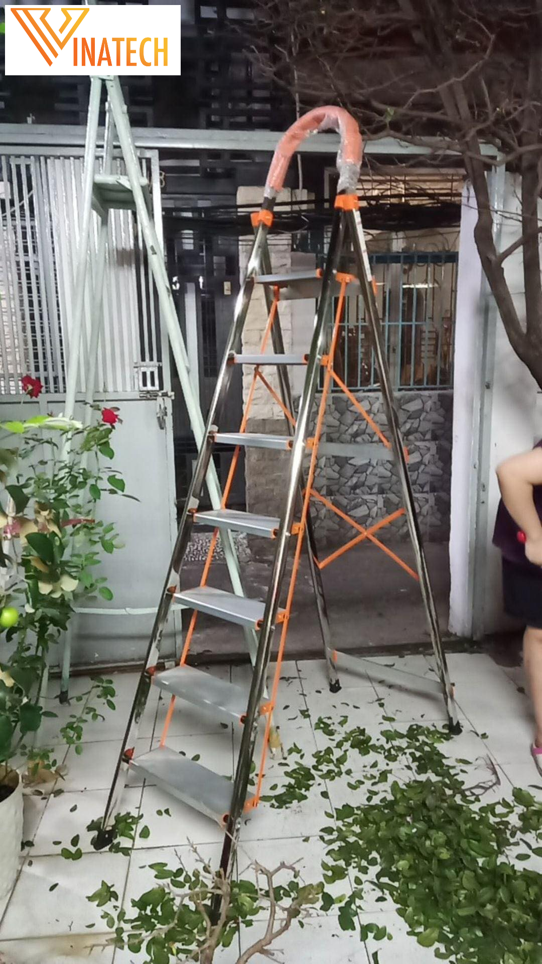 [HÀNG CHÍNH HÃNG] Thang ghế INOX AMECA Nhật Bản 4 BẬC