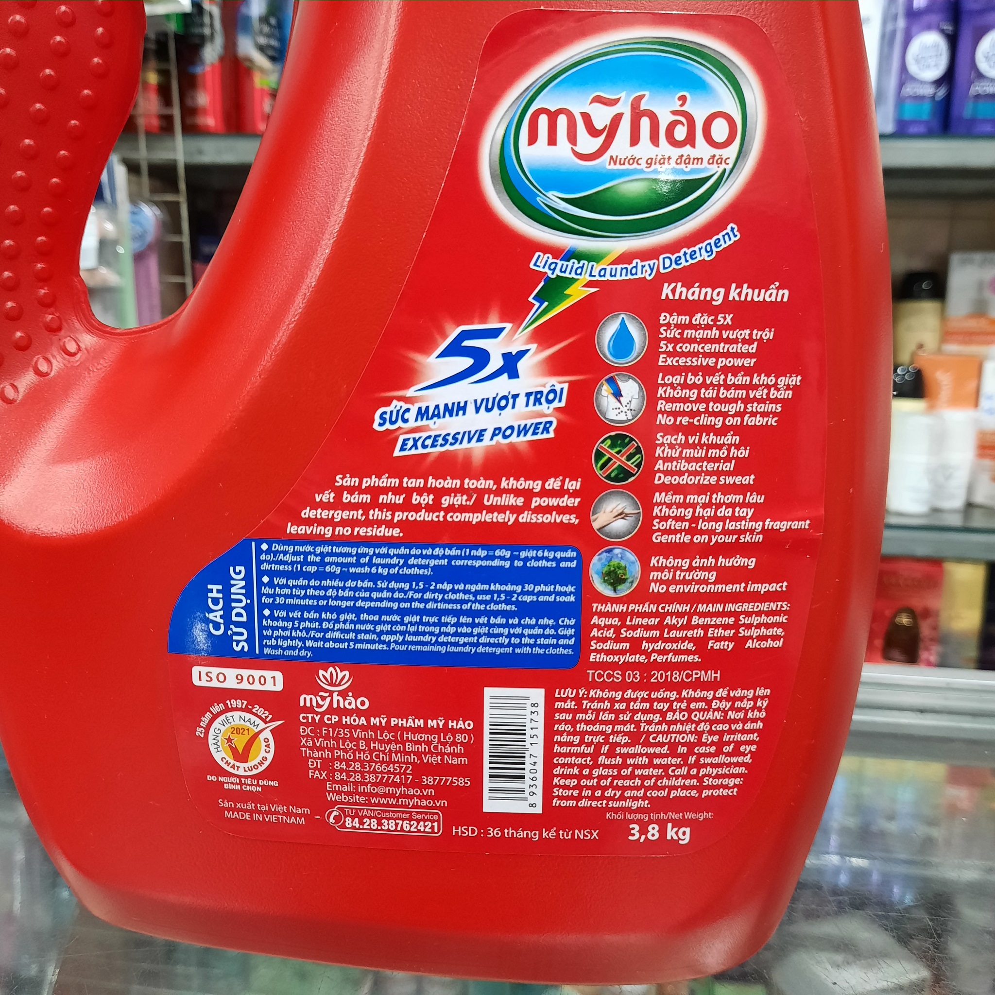 Nước Giặt Đậm Đặc Mỹ Hảo 5X - Diệt Khuẩn (Chai 3.5kg)