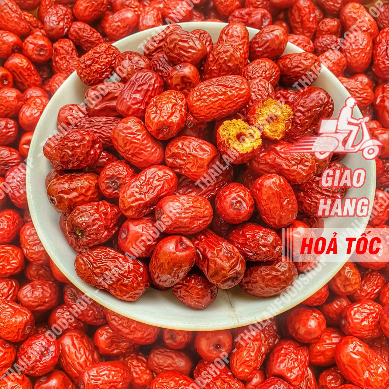 Táo đỏ sấy dẻo nguyên trái tân cương - lon 350gr