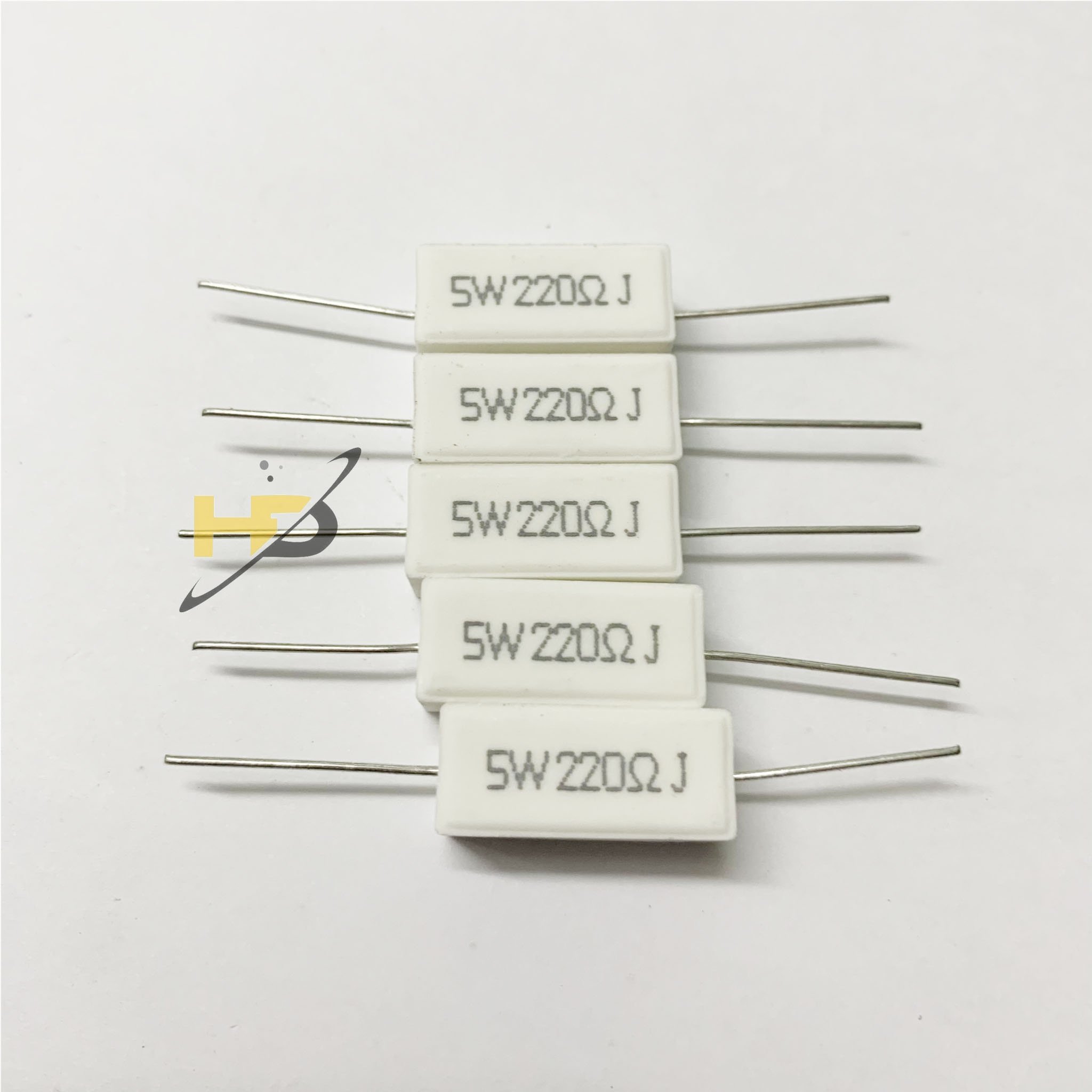 Combo 10 Con Điện Trở Sứ 5W 220R Dùng Cho Mạch Điện, Trở Công Suất 220 Ohm 5W Mới