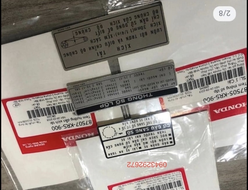Bộ Tem Thông Số Wave Nhỏ, Zx Honda ( 3 Chi Tiết )