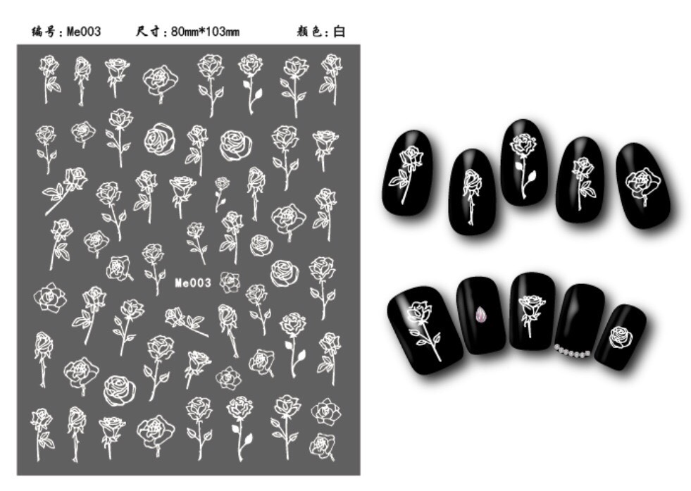 STICKER DÁN MÓNG HOA HỒNG HÓT