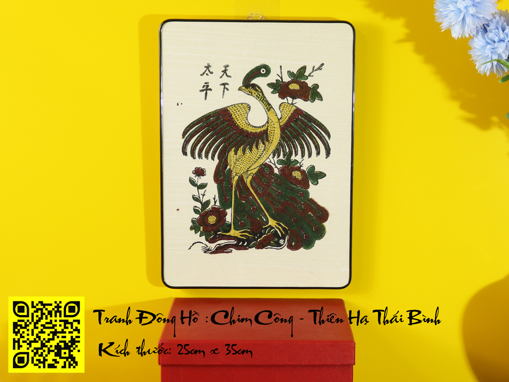 Tranh Dân Gian Đông Hồ Chim Công Thiên Hạ Thái Bình