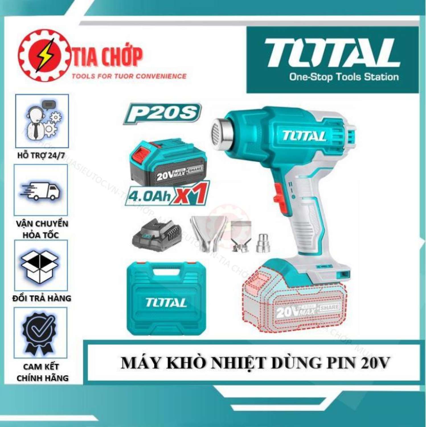 Máy Thổi Nhiệt Dùng Pin 20V TOTAL -- TBLI20025  --