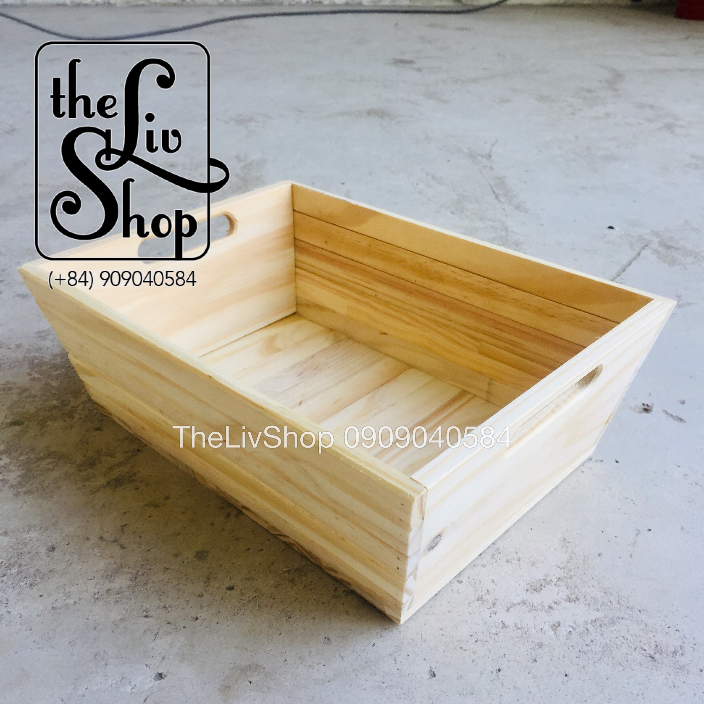 Combo 5 giỏ gỗ thông quà tết 30x22x10cm