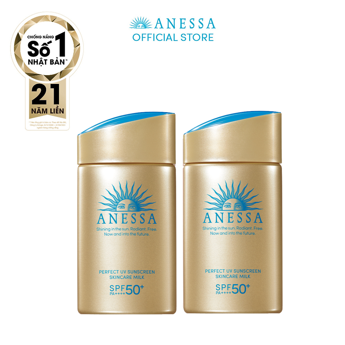 Bộ 2 Kem chống nắng dạng sữa dưỡng da bảo vệ hoàn hảo Anessa Perfect UV Skincare Milk SPF 50+ PA++++ 60ml