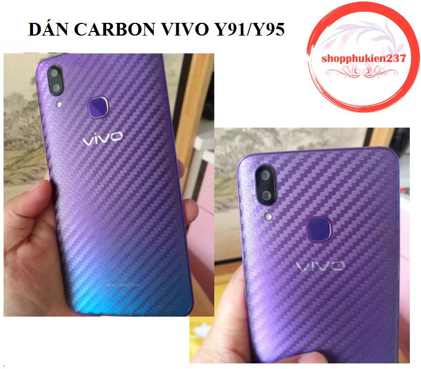 [HCM]DÁN LƯNG CARBON VIVO Y91  Y95 DÁN DẺO VÂN CARBON