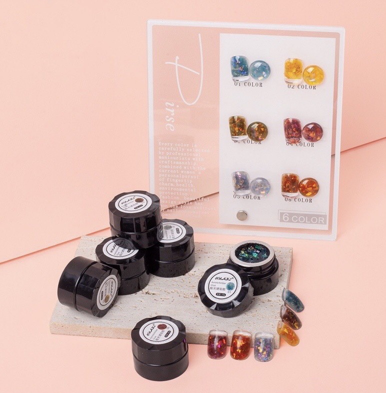 Sơn gel hổ phách set 6 hũ siêu đẹp