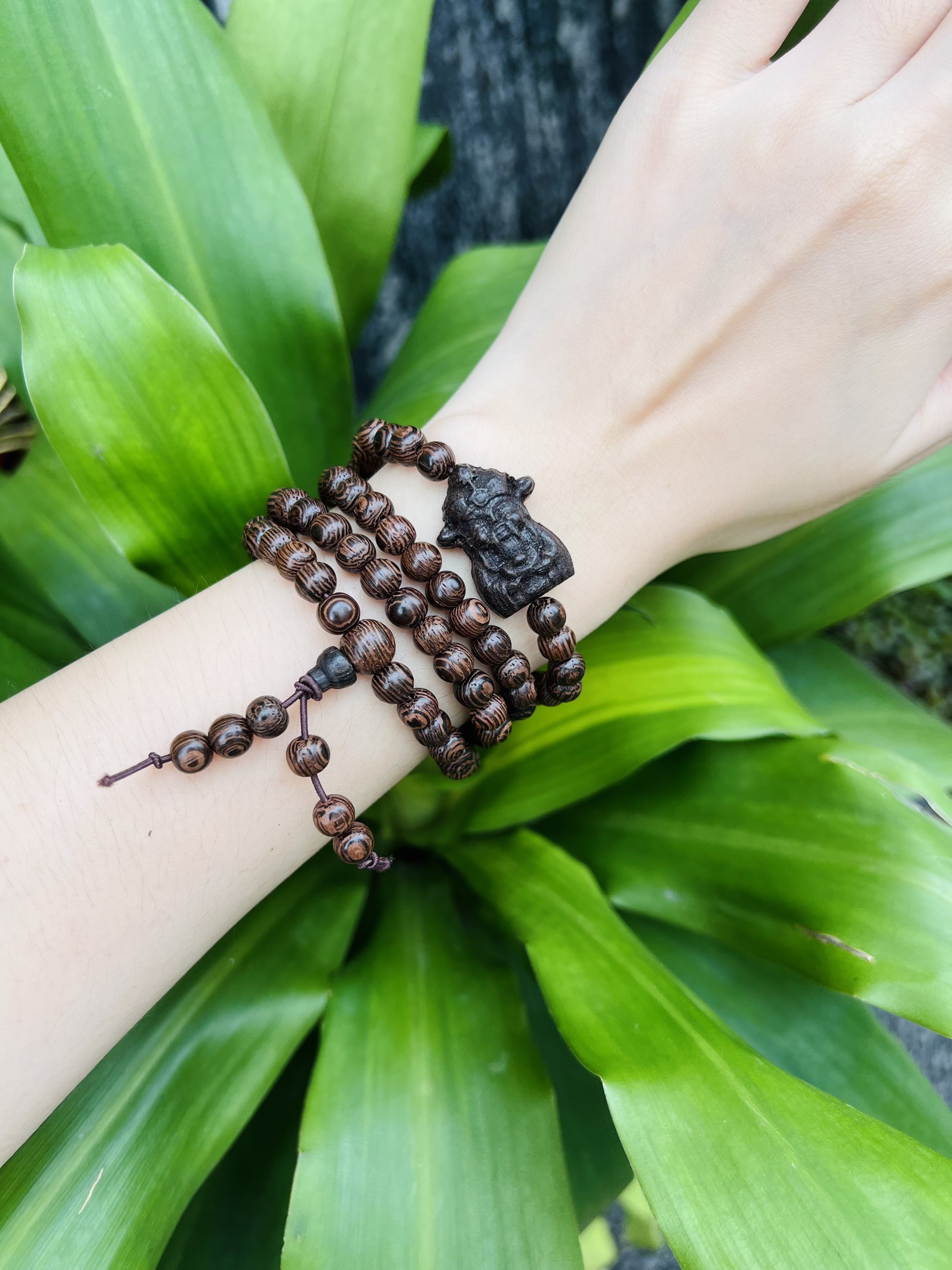 Chuỗi Trầm Hương 108 Hạt Mix Hoa Sen - Chuỗi Vòng Tay Phong Thủy Nam Nữ - Vòng Tay Trầm Hương