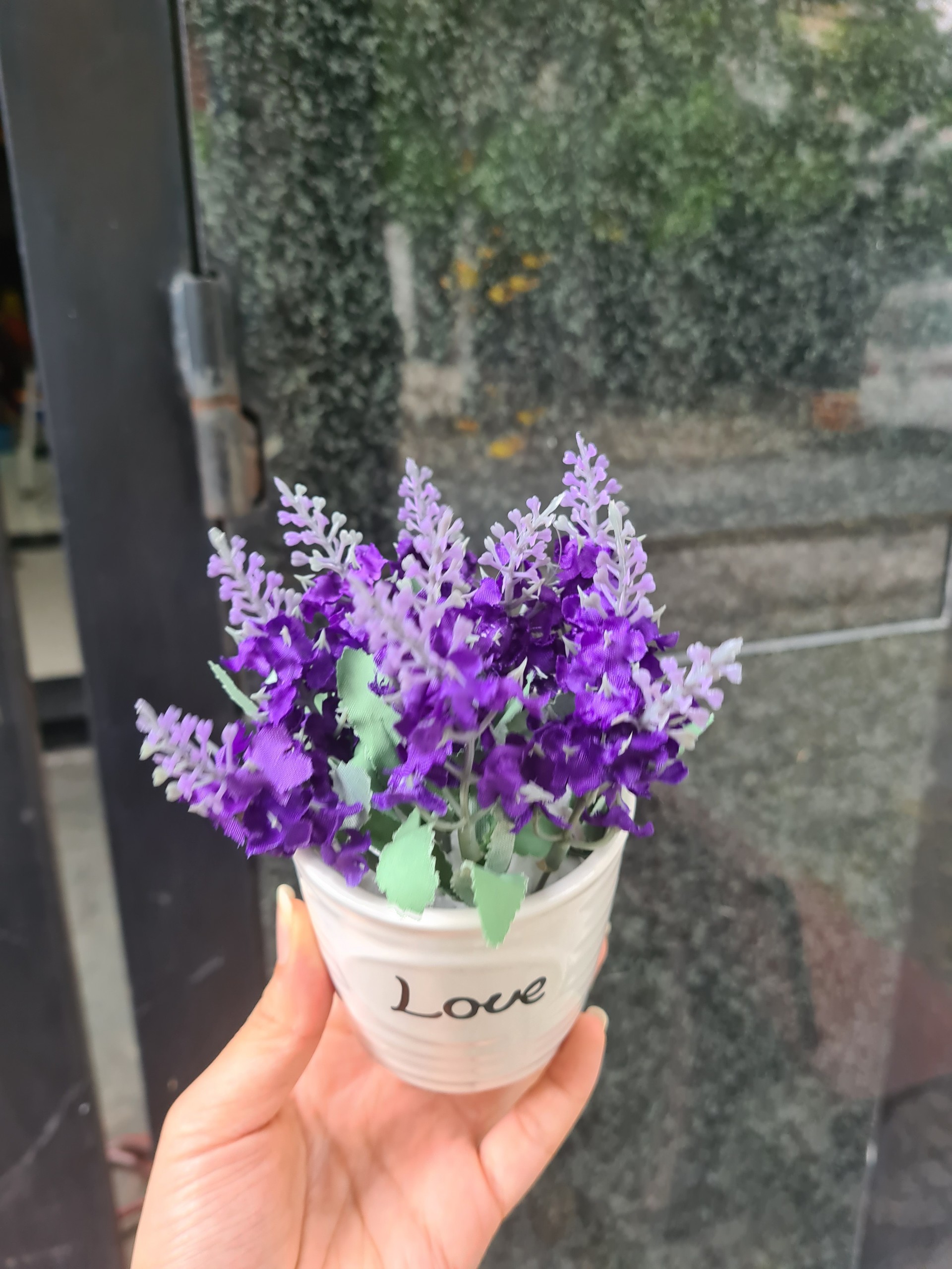 Combo 2 Chậu Hoa Lavender Giả Trang Trí Bàn ( giá kèm chậu )
