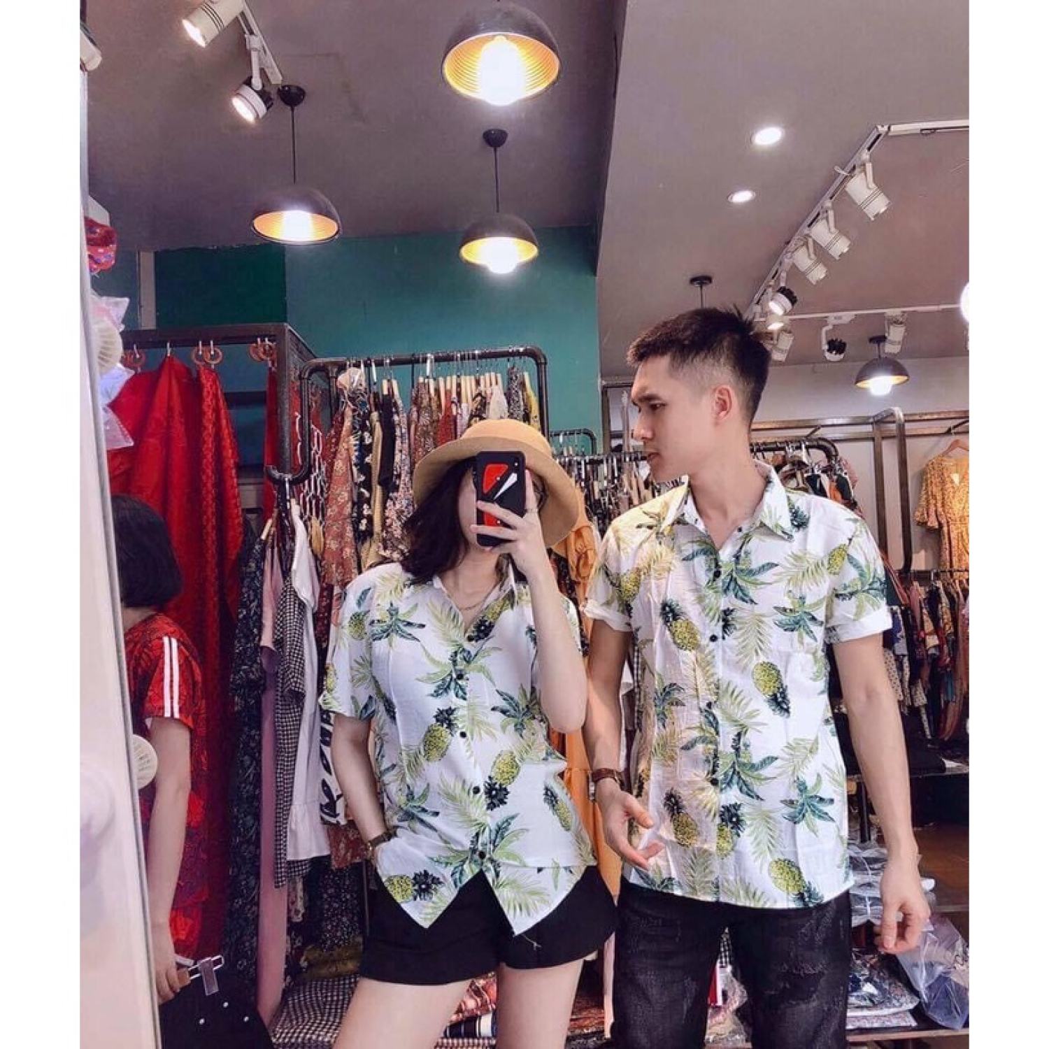 Bộ đồ đi biển gia đình họa tiết