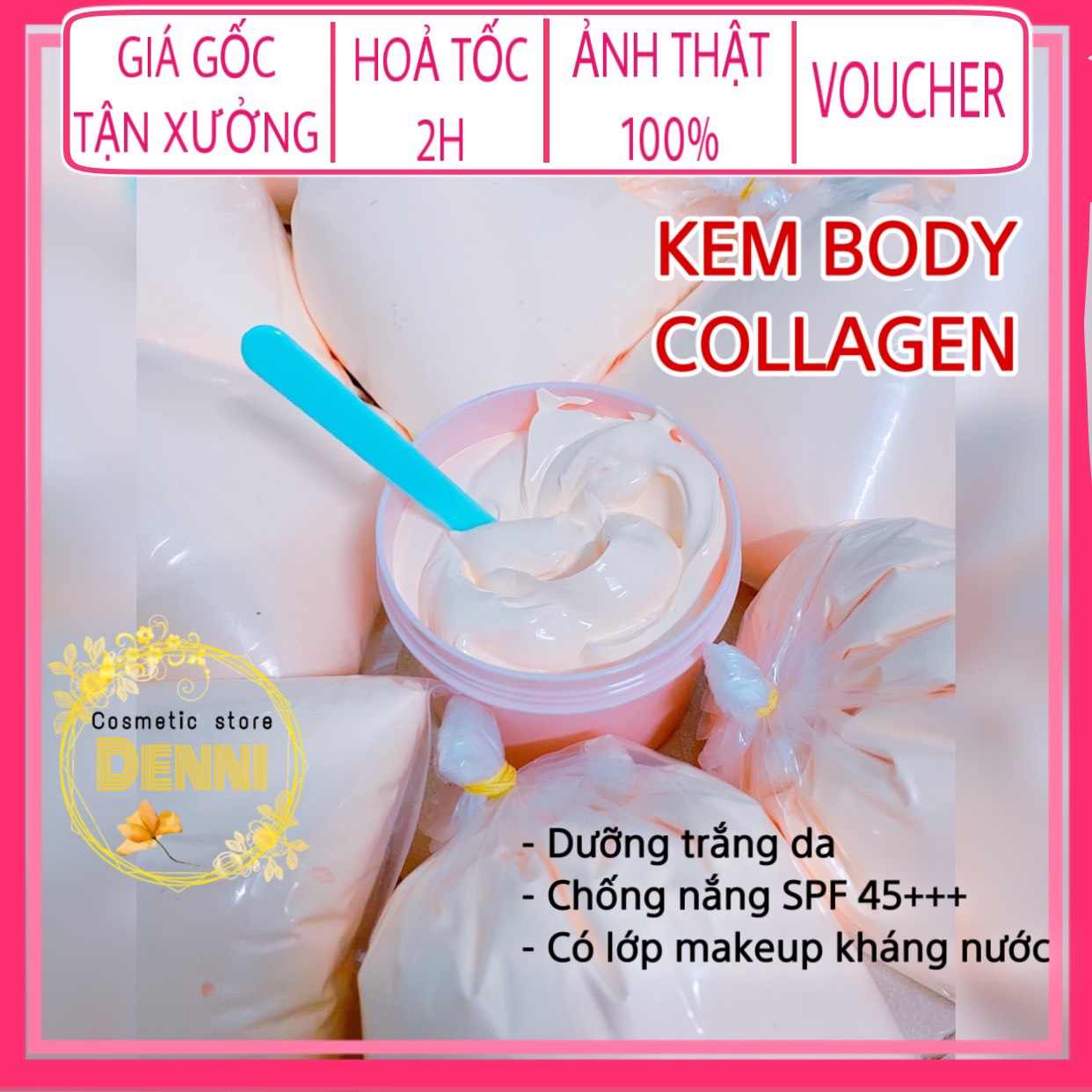 Lẻ bịch 1000gr kem body collagen trắng da