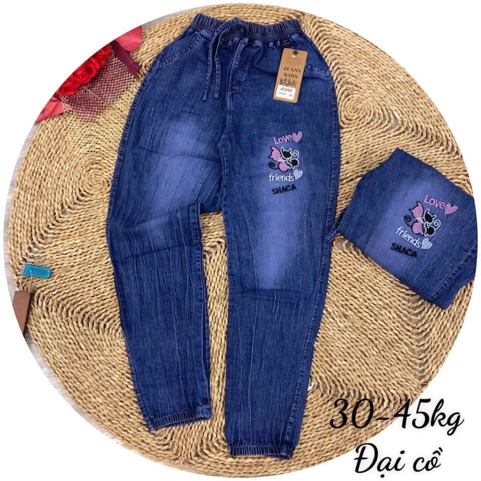 [Hoàn tiền 6%] Quần jeans dài siêu xinh cho bé gái 10-30kg