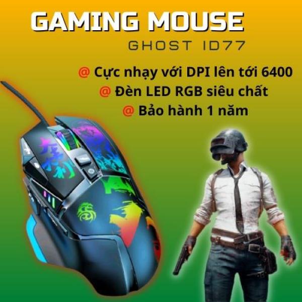 ☃₪  Chuột Gaming ID77 siêu nhạy 6400DPI Đèn led RGB cao cấp chuột chơi game PUBG LOL