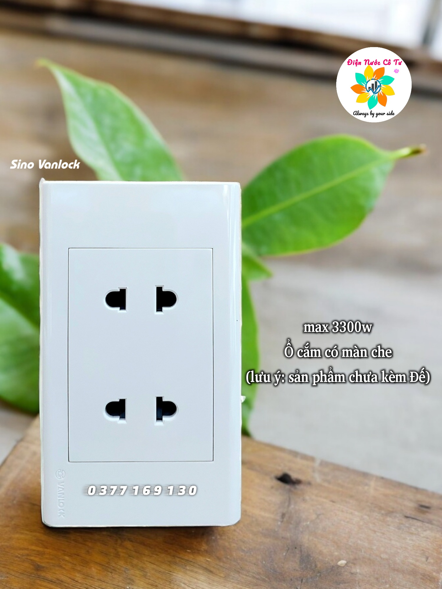 Ổ cắm điện 2 lỗ đôi 2 chấu 16a sino vanlock