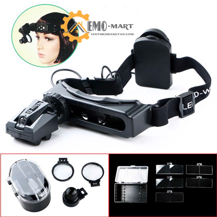 [FreeshipMAX] Kính lúp đeo đầu có đèn v3