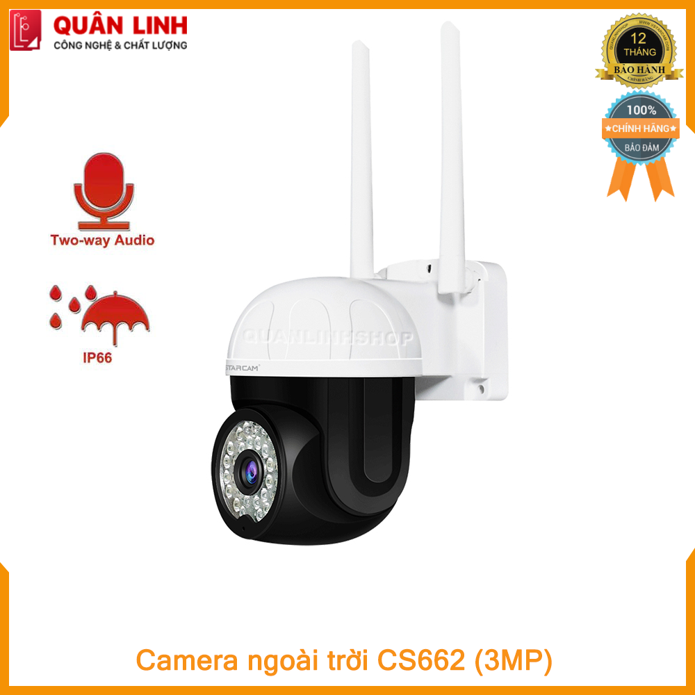 Camera ngoài trời Vstarcam CS662 Full HD 1296P , tích hợp AI, điều khiển xoay 355 độ, bảo hành 12 tháng