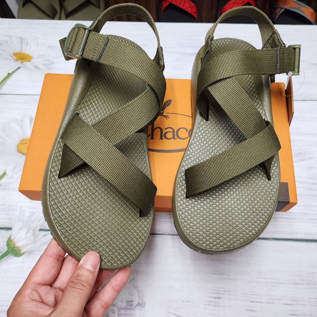Dép xăng đan chaco đế thơm hương quế, dép chaco cao cấp full box mã xanh rêu tg21