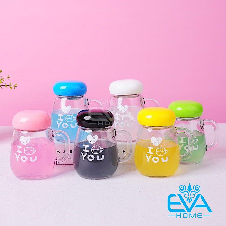 [HCM]Ly Thuỷ Tinh Có Quai Cầm Kèm Lưới Lọc Trà Inox Kiểu Dáng Penguin Nắp Màu 350 Ml