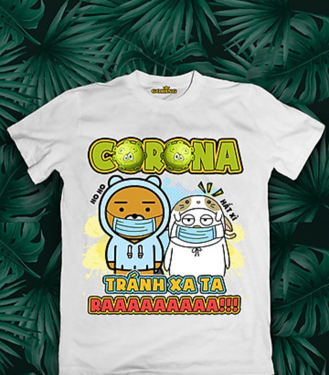Áo thun nam nữ in hinh CORONA tránh xa ta hưởng ứng phong trào phòng chống CoRona vải dày mịn mát