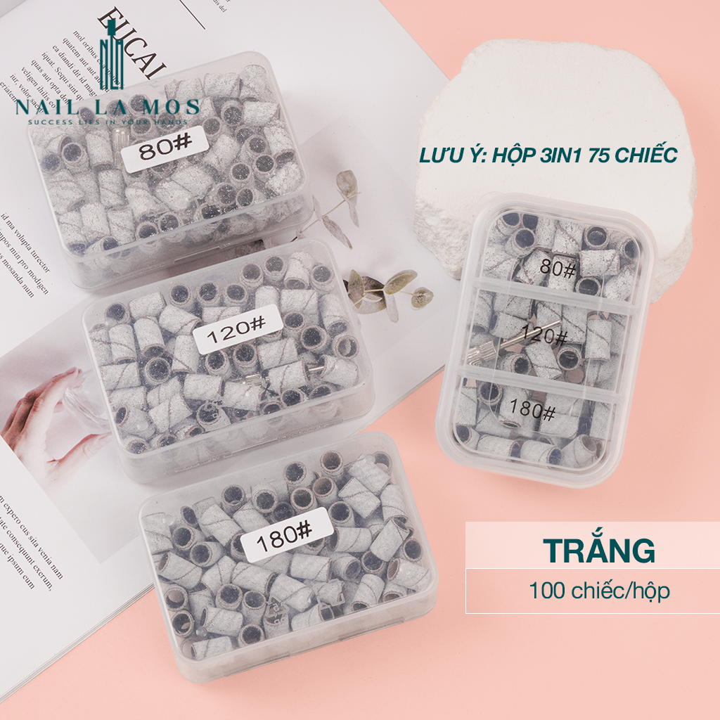 Hộp đầu mài giấy nhám chuyên dụng - Giấy mài móng nhám mịn, cuộn nhám bọc đầu mài
