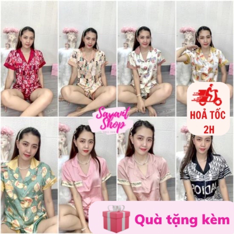 Pijama Tay Ngắn Quần Đùi Lụa Mát Mặc Nhà