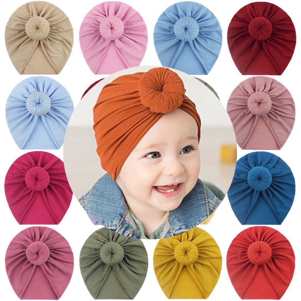 [THANH LÝ]Mũ turban tròn phong cách Ấn Độ duyên dáng, cotton mềm mại cho bé yêu