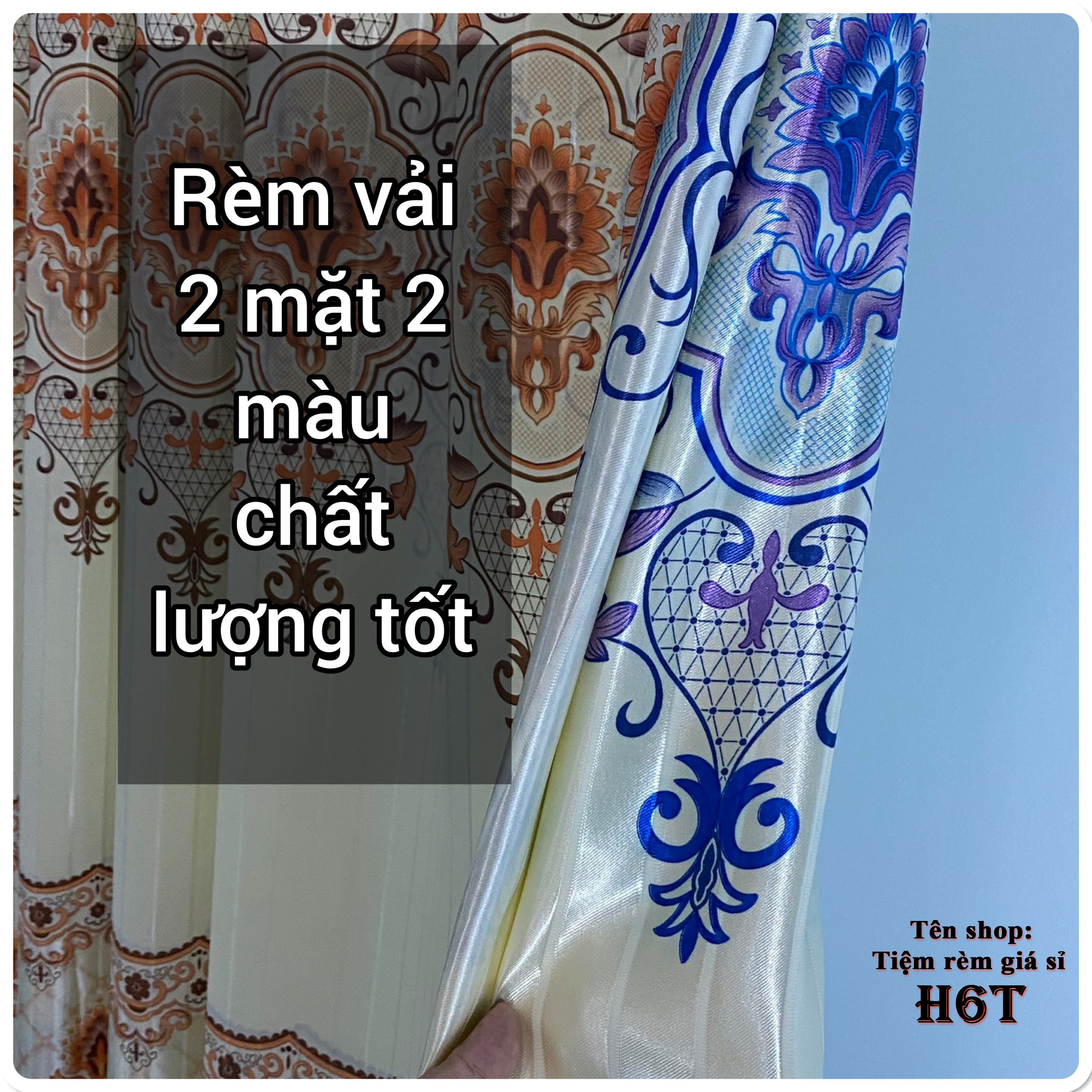 Rèm vải in hoa 2 mặt- chất lượng