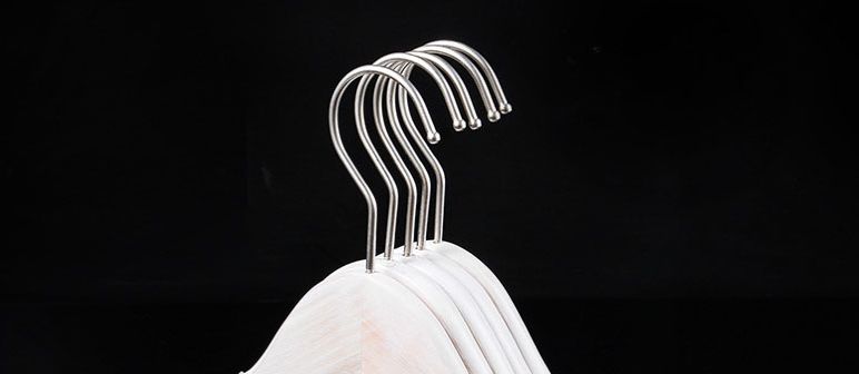 Móc Gỗ Trắng Sơn Xước KTN 32cm ( Bộ 10 Móc )