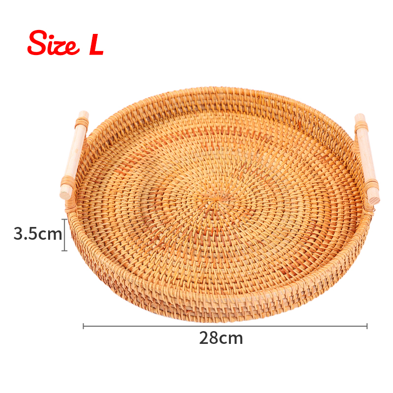 [ HÀNG XUẤT KHẨU] Khay mây đựng đồ uống trà , Khay mây hình tròn có tay cầm - trưng bày món ăn, chụp hình, phụ kiện bàn ăn - khay decor - CÓ TAY CẨM - HÀNG THỦ CÔNG VIỆT NAM