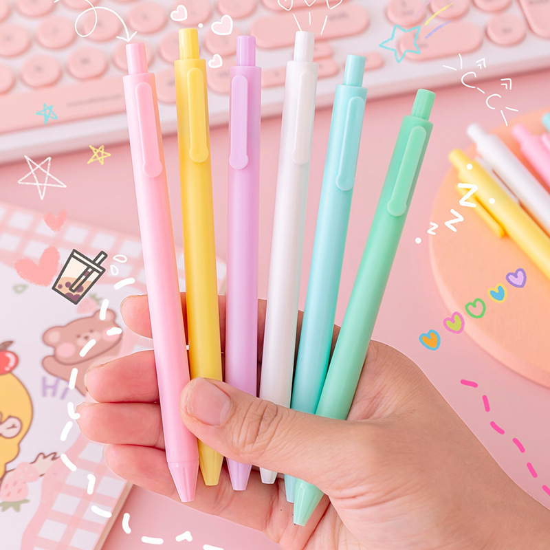 Bút Gel Bấm Macaron Ngòi 0.5mm Mực Đen
