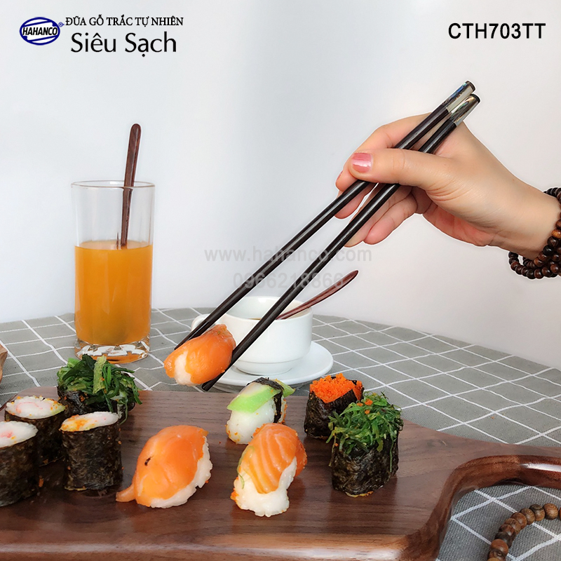 Đũa gỗ Trắc tròn đầu bào ngư Úc (10 đôi/hộp) đũa gỗ tự nhiên siêu sạch - an toàn cho sức khỏe - CTH703TT - Chopstick of HAHANCO