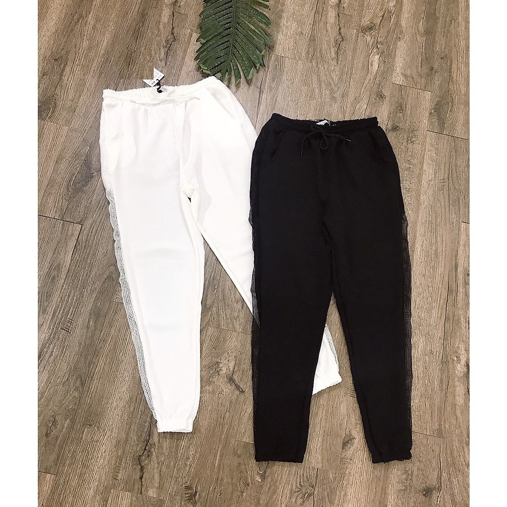 Quần Jogger Nữ Phối Lưới Sườn Cá Tính Mạnh Mẽ