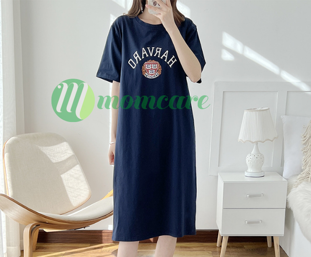 Đầm bầu, Váy ngủ cotton bầu sau sinh cho con bú Sleepy 2