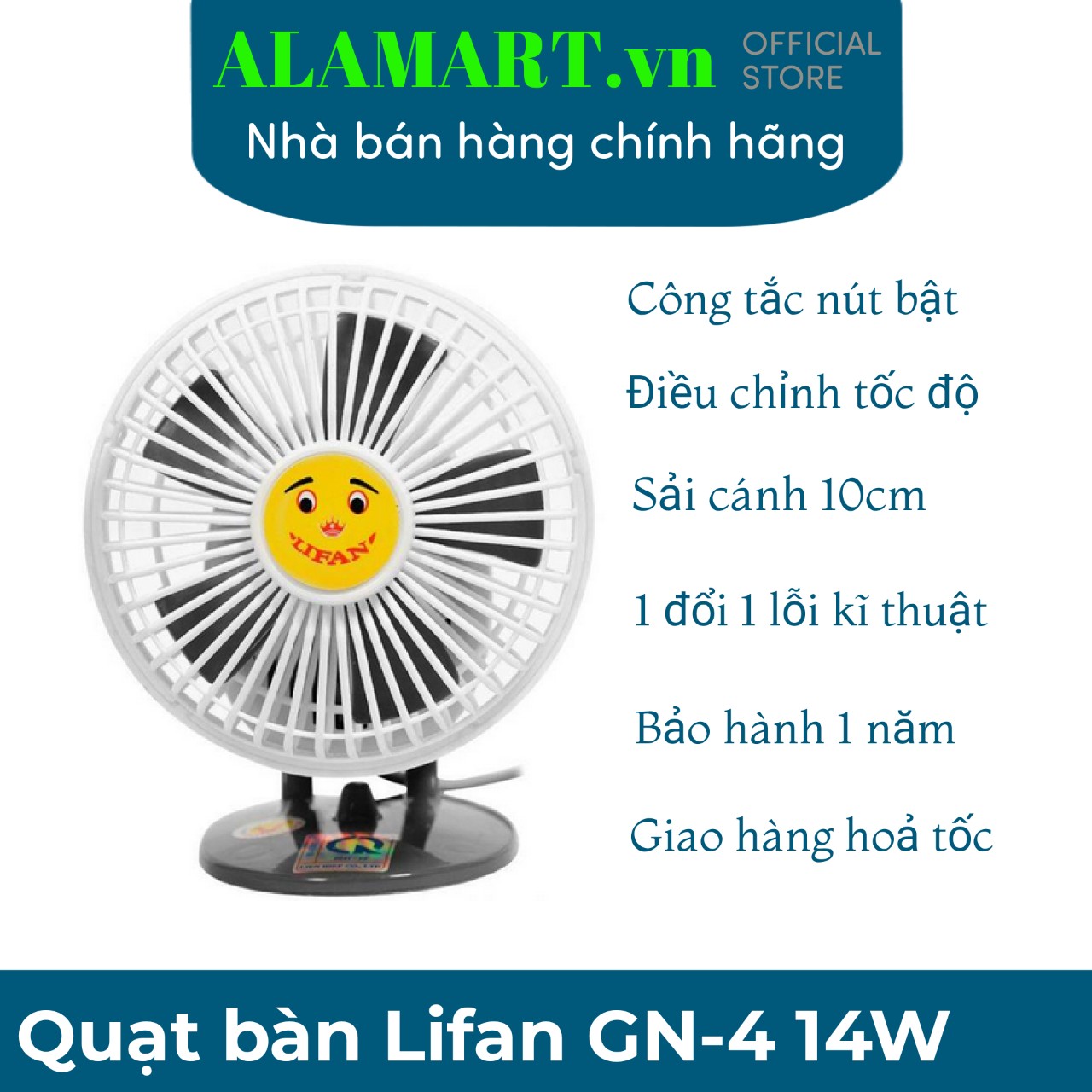 Quạt bàn mini Lifan GN-4 - xám (15W)