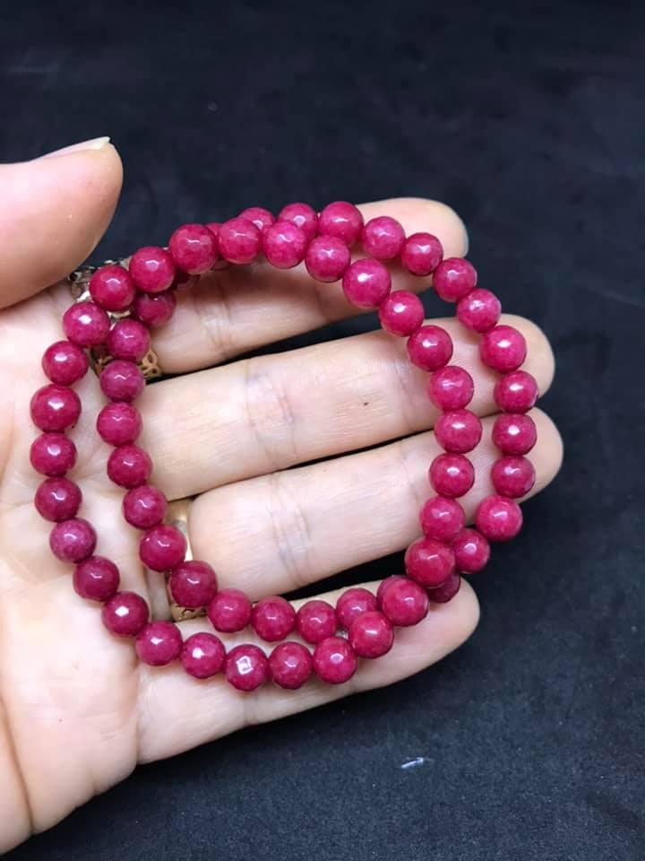 [HCM]COMBO 2 VÒNG TAY ĐÁ HỒNG RUBY 6LY MÀI GIÁC