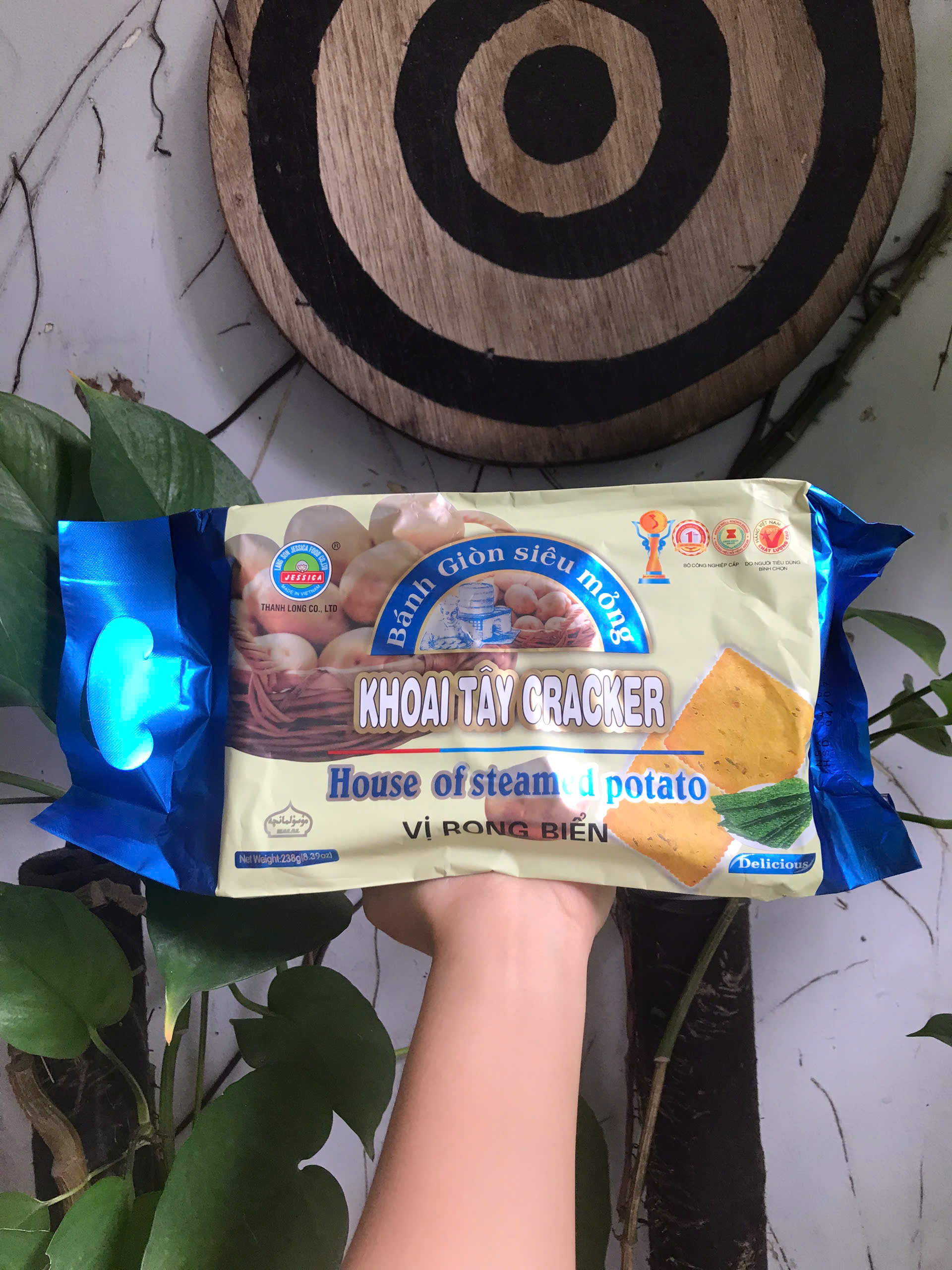 Bánh Khoai Tây Jessica (Tự Nhiên Và Rong Biển) Siêu Giòn Mỏng Cracker Potato (Gói 238g)