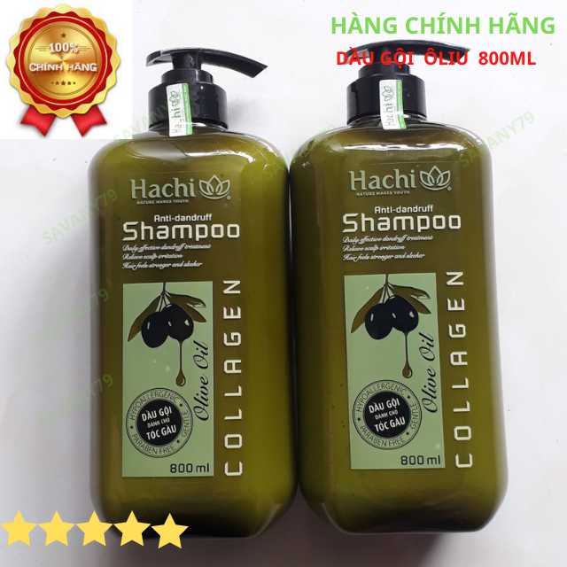 Cặp Dầu Gội Xã Oliu HACHI 800ml Dành Cho Tóc Gàu