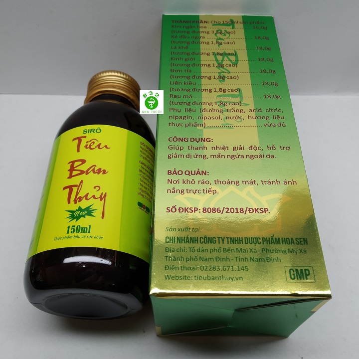 Siro Tiêu Ban Thủy lọ 150ml