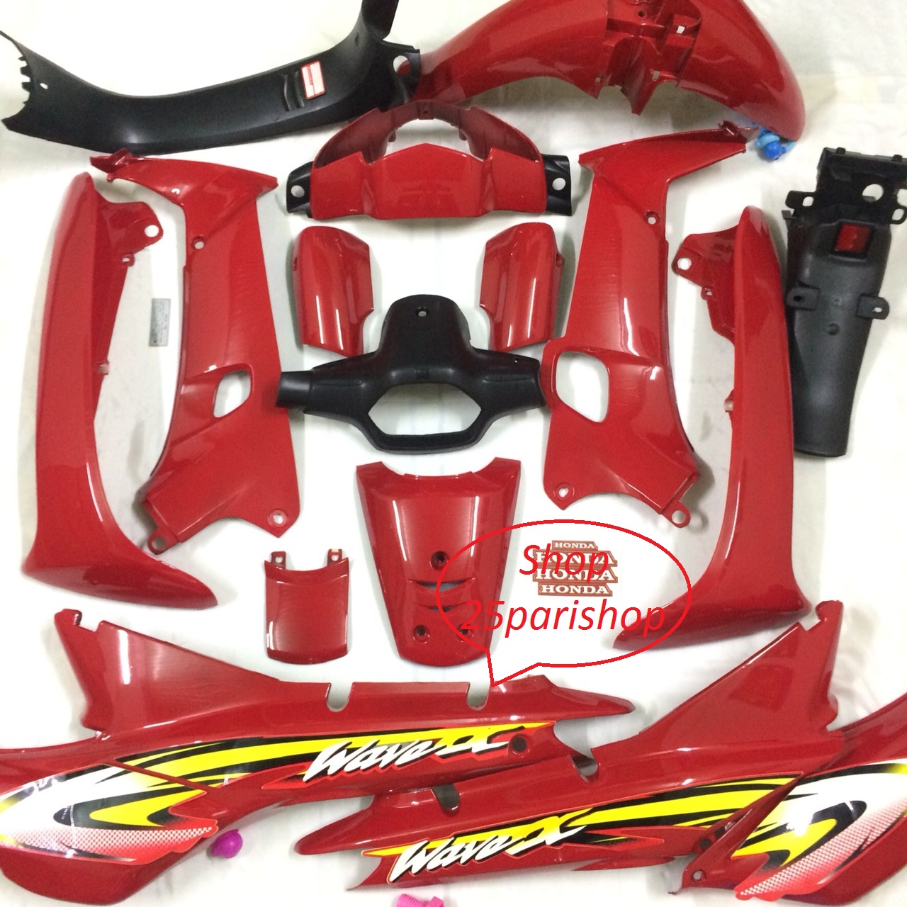 ( Tặng Tem ) Bộ Vỏ Nhựa - Dàn áo xe wave nhỏ  - wave alpha màu Đỏ Cờ - nhựa nhuyên sinh ABS LOẠI 1