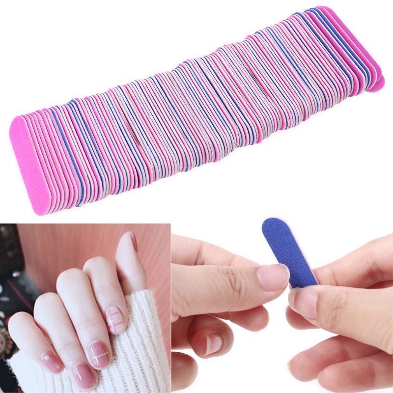 Lốc 100 dũa móng mini tiện lợi, dũa móng tay móng chân mini hai mặt nhám