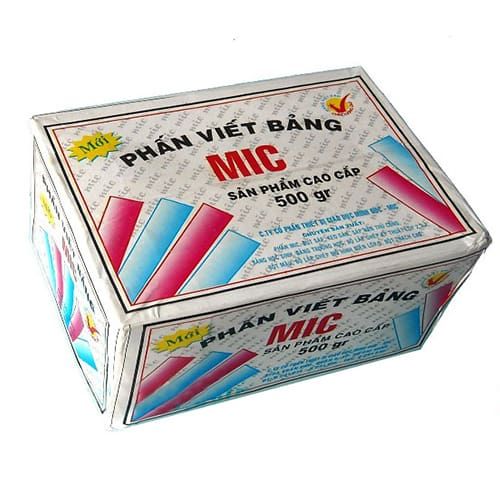Phấn MIC thường trắng. 1 hộp 100 viên. Dùng trong Văn Phòng, dạy học.
