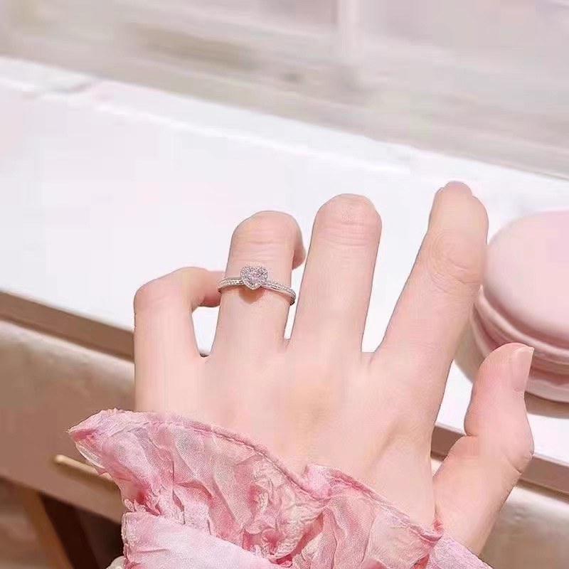 Nhẫn bạc nữ 925 nhẫn Pink Stone-Aura Silver-N44