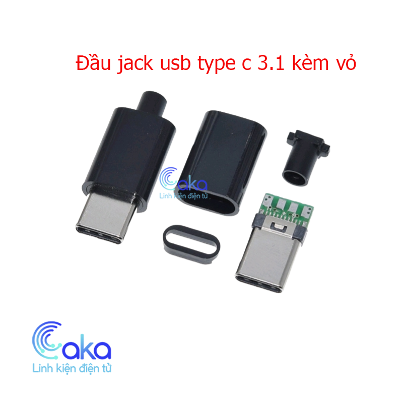 Đầu jack cắm usb type-c 3.1 kèm vỏ