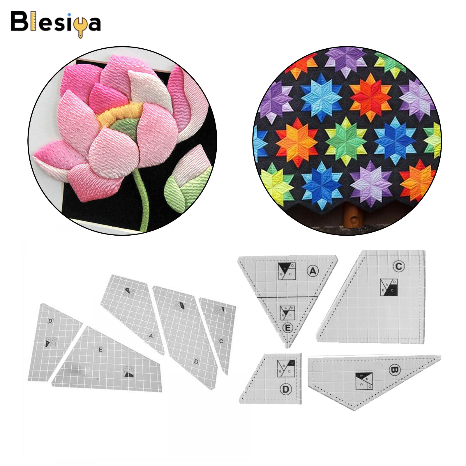 Blesiya 2Sets Acrylic Transparent Patchwork Quilting Sewing Ruler Template Craft